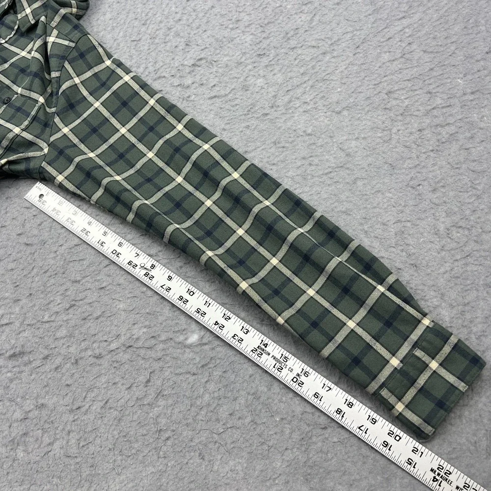Fjallraven Fjallslim LS Shirt Mens Small Green Check Slim Flannel Button‎ Up